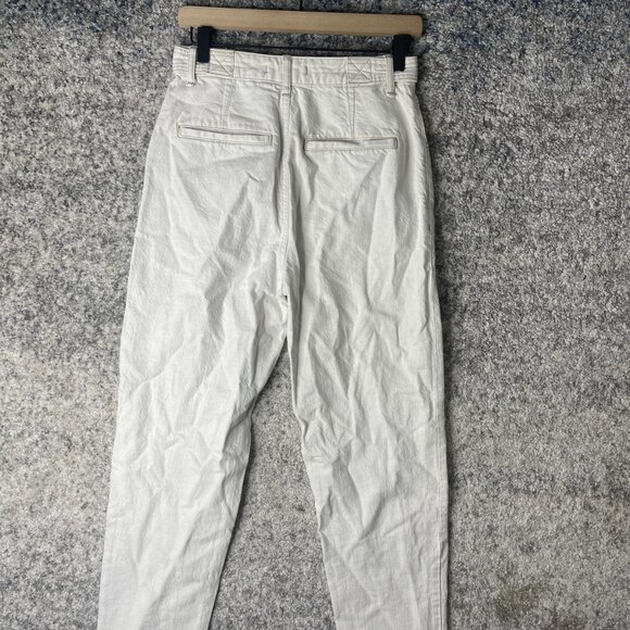 27 High Waisted Pants Womens 17 White Tapered Seam Front Double Button Zip Fly - Picture 6 of 10